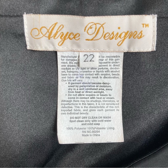 Alyce Designs Women’s aqua and black floral strapless fit and flare dress Sz 22 - Picture 8 of 15